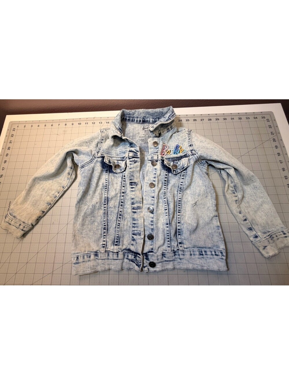 BARBIE Kids Girls sz S 6-6x Dark/Light Bleached Denim Jacket